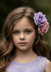 Floral Tulle Flower Girl Dress Lavender Sleeveless - 