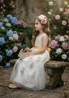 Floral Tulle Flower Girl Dress White Sleeveless - 
