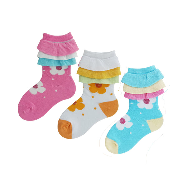 Glitter Dot Flower Socks Gift Box - 3 Pack