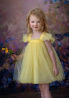 Flutter Sleeve Yellow Tulle Dress - 