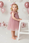 Flutter Sleeve Tulle Cake Smash Tutu Dress in Dusty Pink