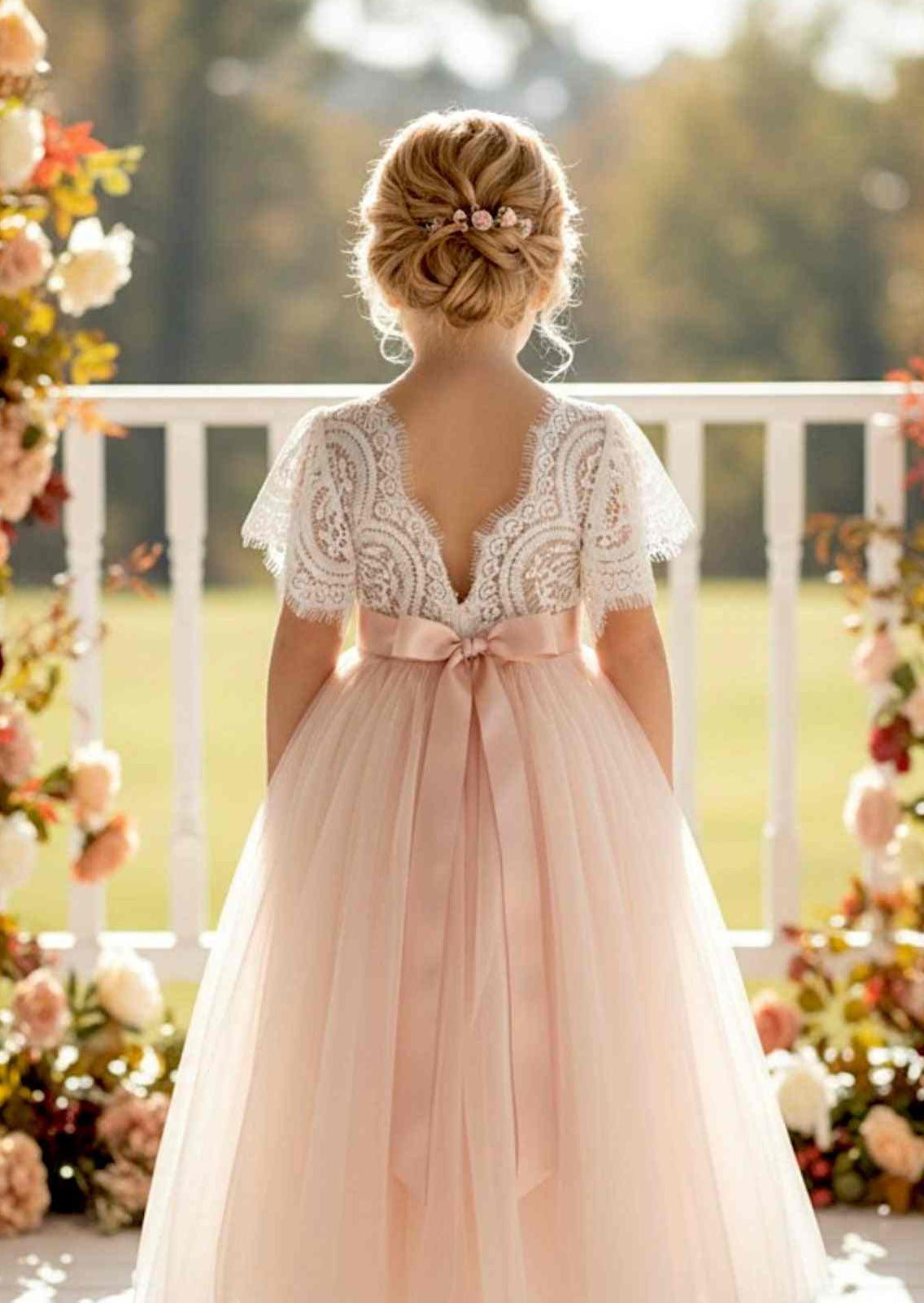 Celine Flutter Sleeve Blush Flower Girl Dress