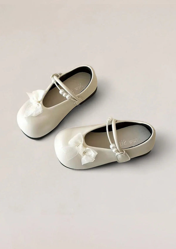 French Kiss Flower Girl Flats in Beige - 