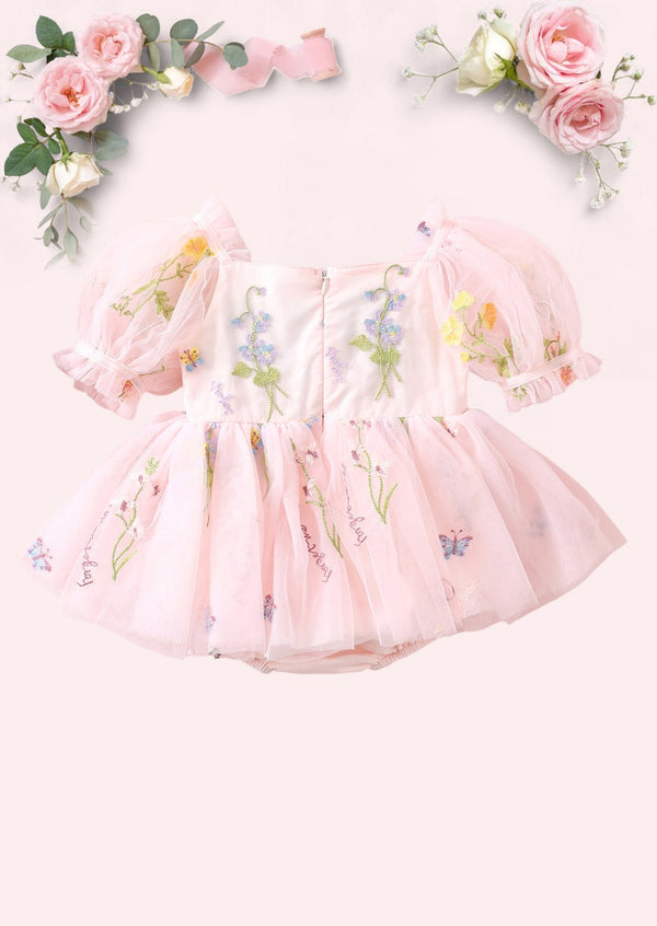 Garden Fairy Floral Birthday Romper Pink - 