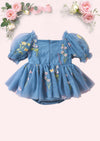 Garden Fairy Floral Romper Blue - 