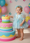 Garden Fairy Floral Romper Light Blue - 