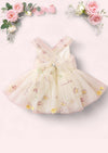 Garden Fairy Floral Tie Back Romper Ivory - 