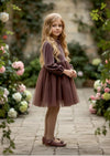 Giada Long Sleeve Dress in Chocolate - 
