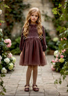 Giada Long Sleeve Dress in Chocolate - 