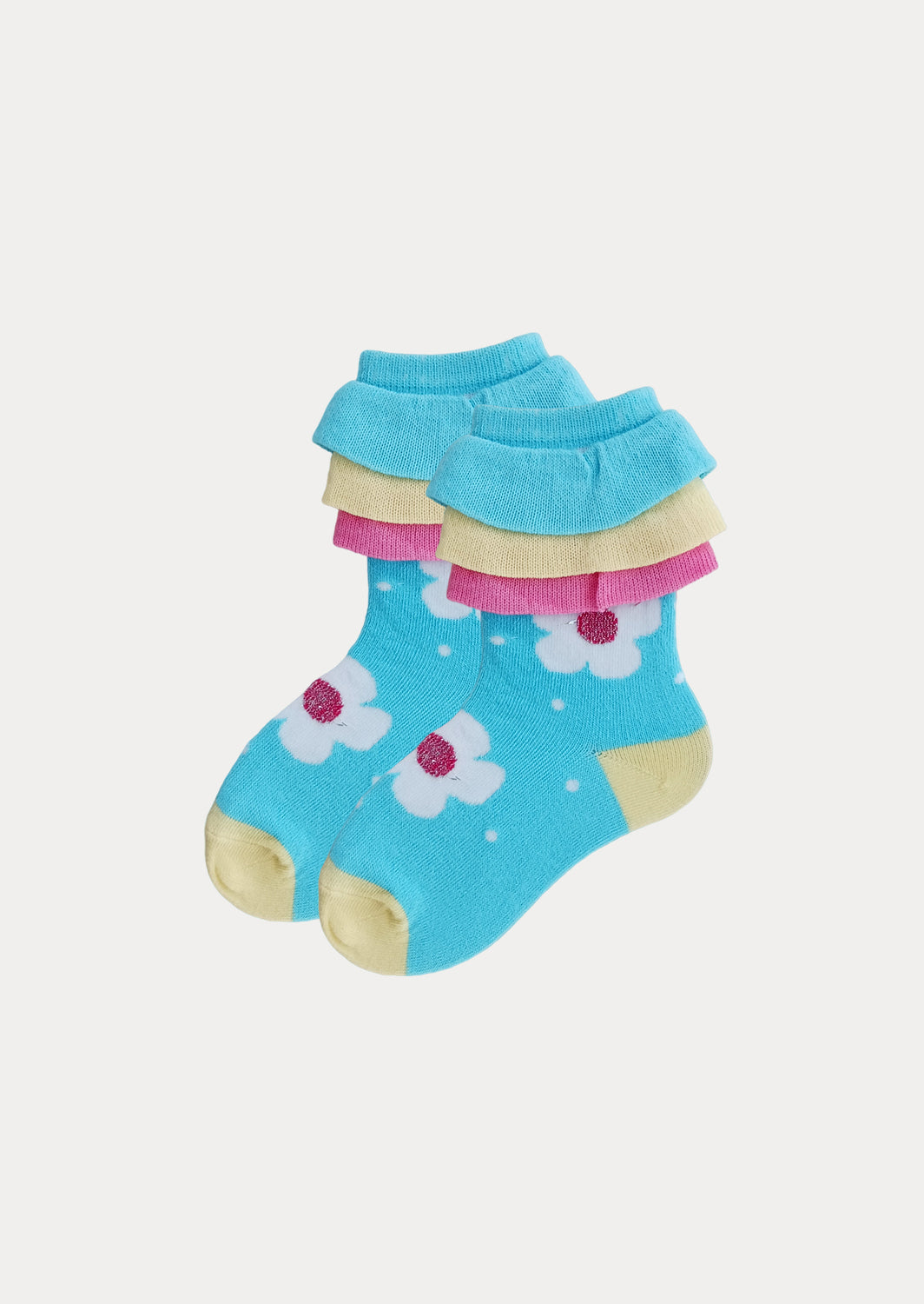 Glitter Dot Flower Socks Gift Box - 3 Pack