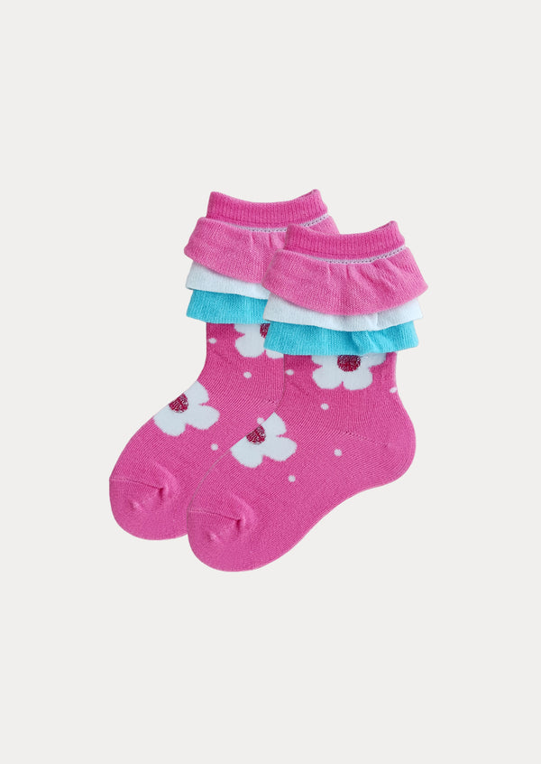 Glitter Dot Flower Socks Gift Box - 3 Pack