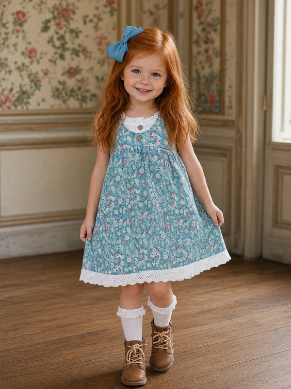 Blue Floral Girls Dress | Girls Fall Dresses