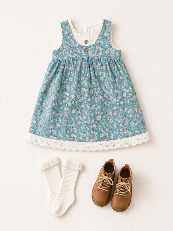 Blue Floral Girls Dress | Girls Fall Dresses