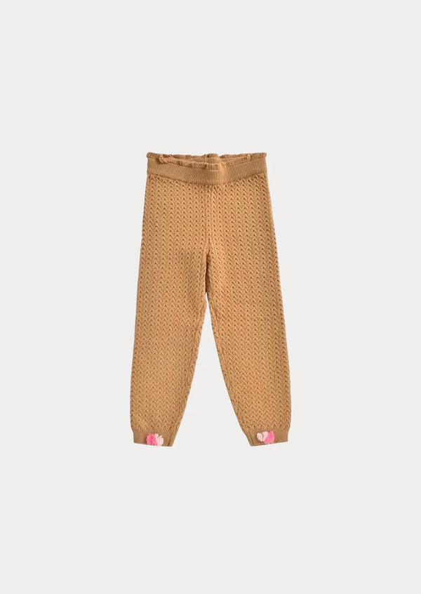 Gold Pompom Knitwear Trousers | Gold - 