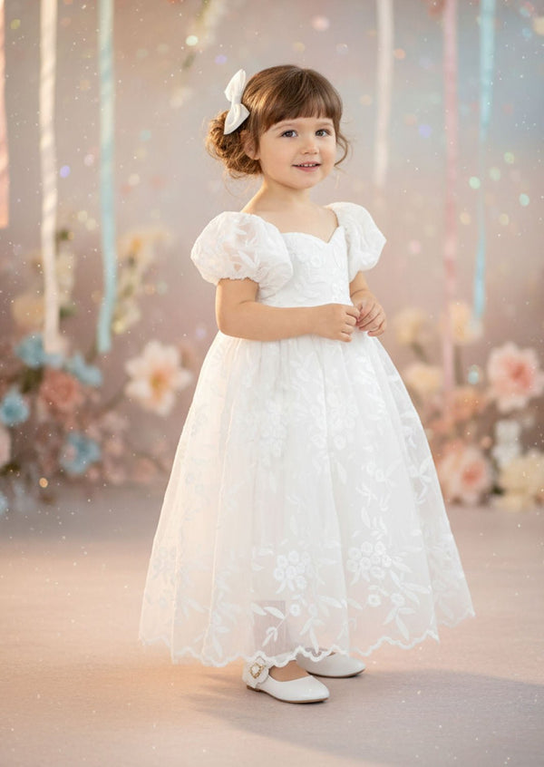 Grace Embroidered Lace Gown in White - 