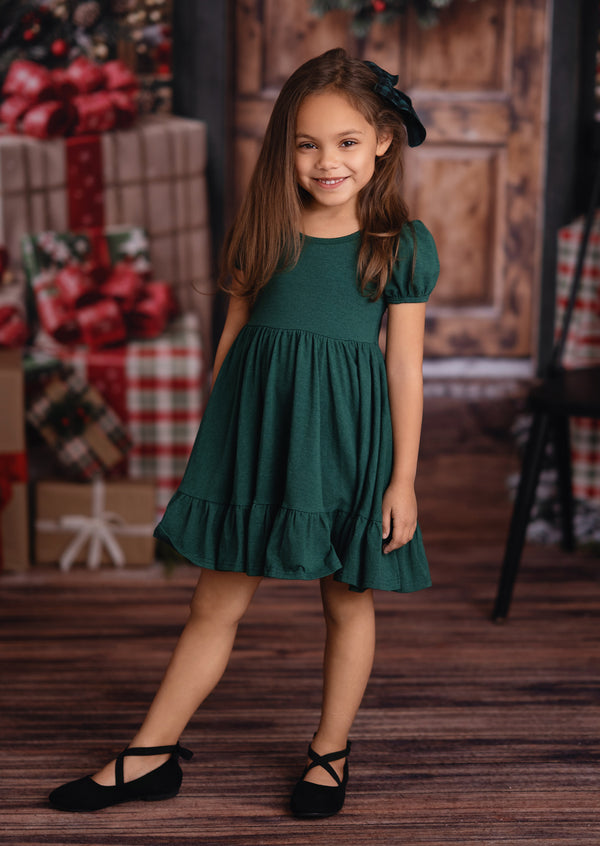 Toddler Girl Dress in Deep Green