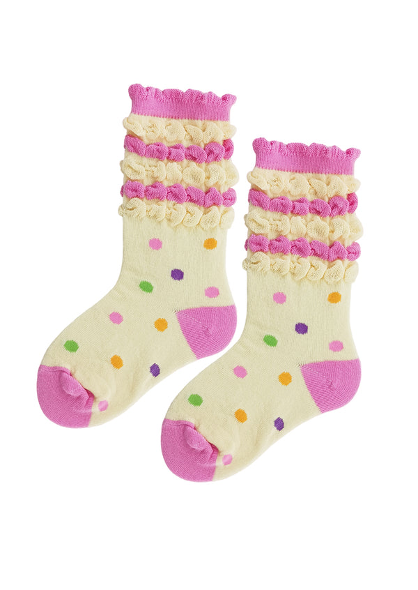 Candy Dots Ankle Socks - Pink Yellow