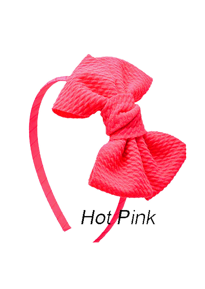 Soft Textured Fabric Headband Bow | Hot Pink