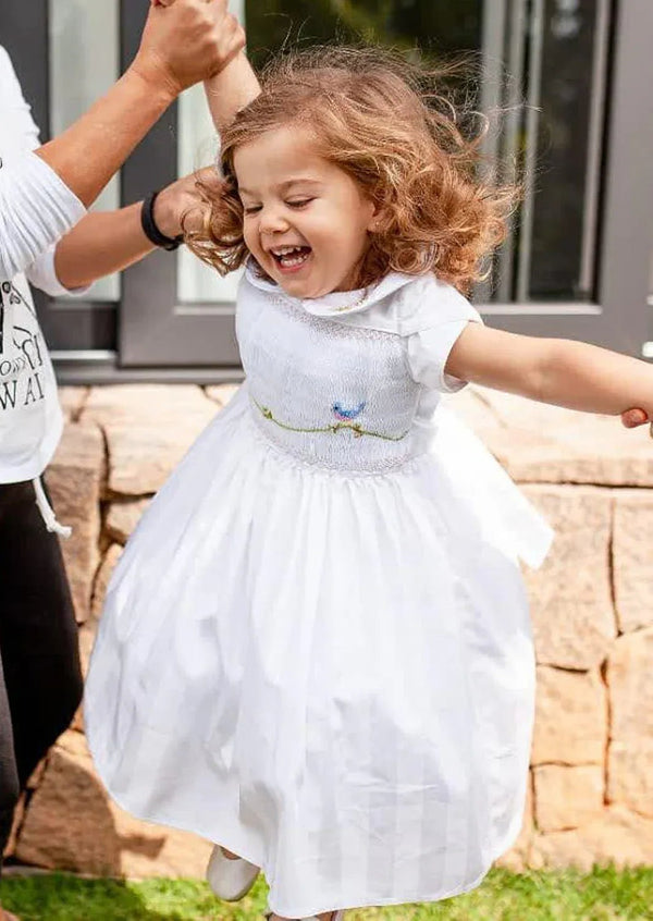 slim fit dress slacks Navy Smocked Holiday Dress 4 Year main image 1