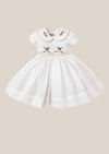 Holiday Birdie White Smocked Dress - 