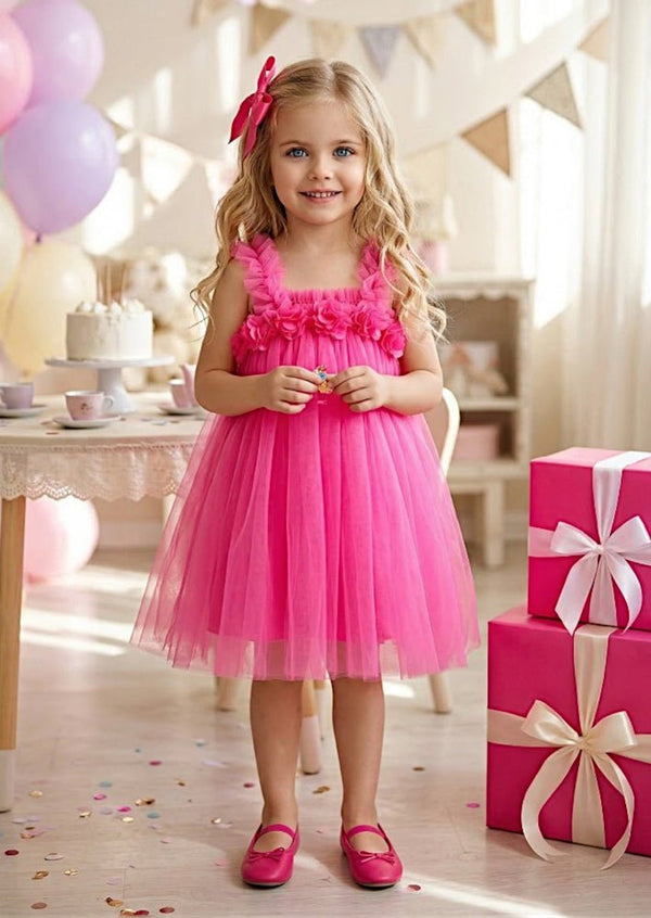 Hot Pink Tulle Party Dress - 