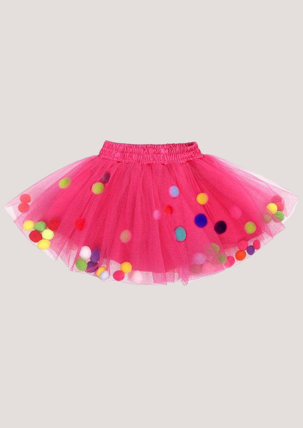 Hot Pink Pom Pom Birthday Tutu Skirt