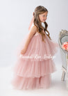 Dusty Pink Layered Flower Girl Dress