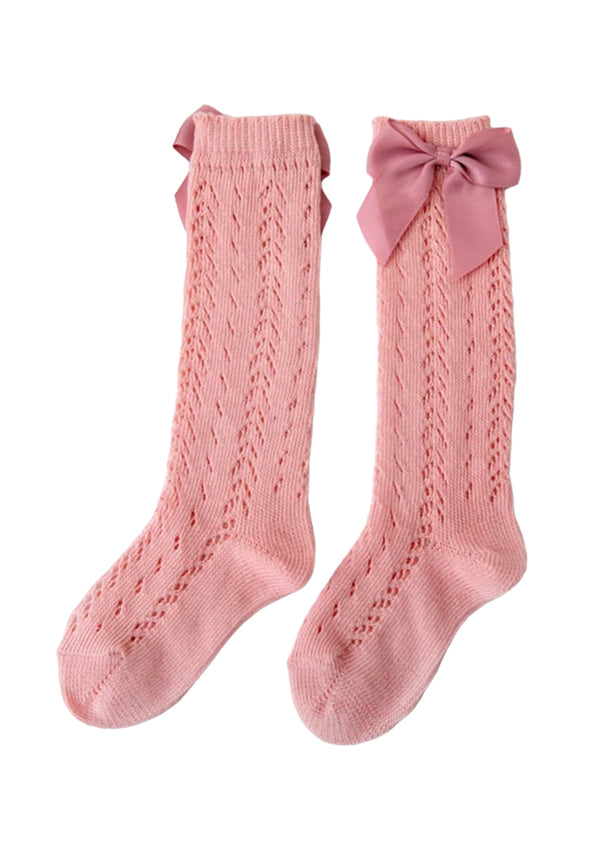 Knee High Bow Socks 0-8yrs | Pink