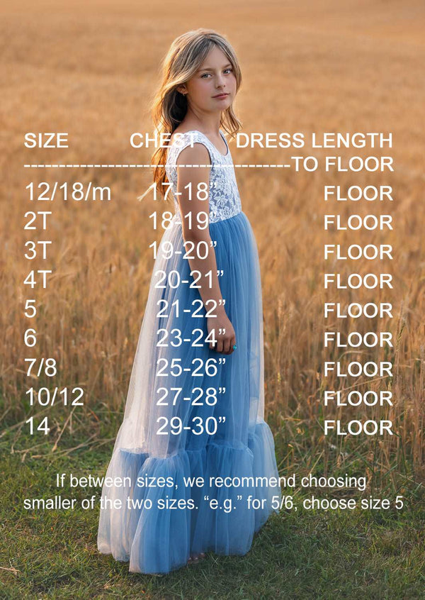 Flower girl dress size chart