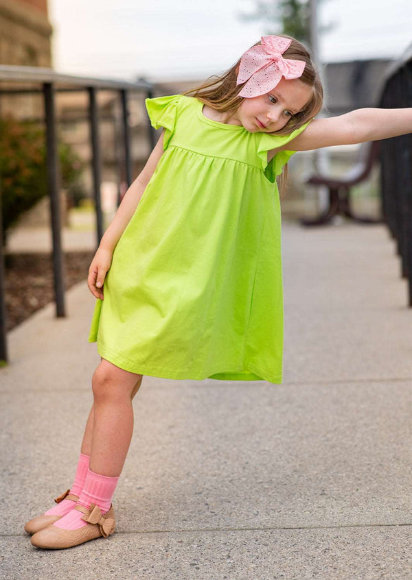 girls lime twirl dress