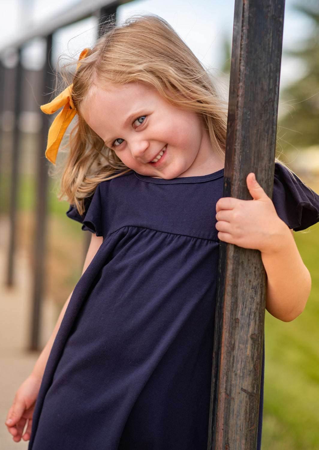 Girls School Basics Dress in Navy