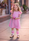 girls pink school dress and socks