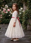 Ivory Long Sleeve Lace Flower Girl Dress - 