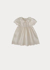 Toddler Girl Embroidered Eyelet Cotton Dress in Off White