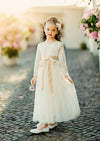 solid ivory girls flower girl dresses