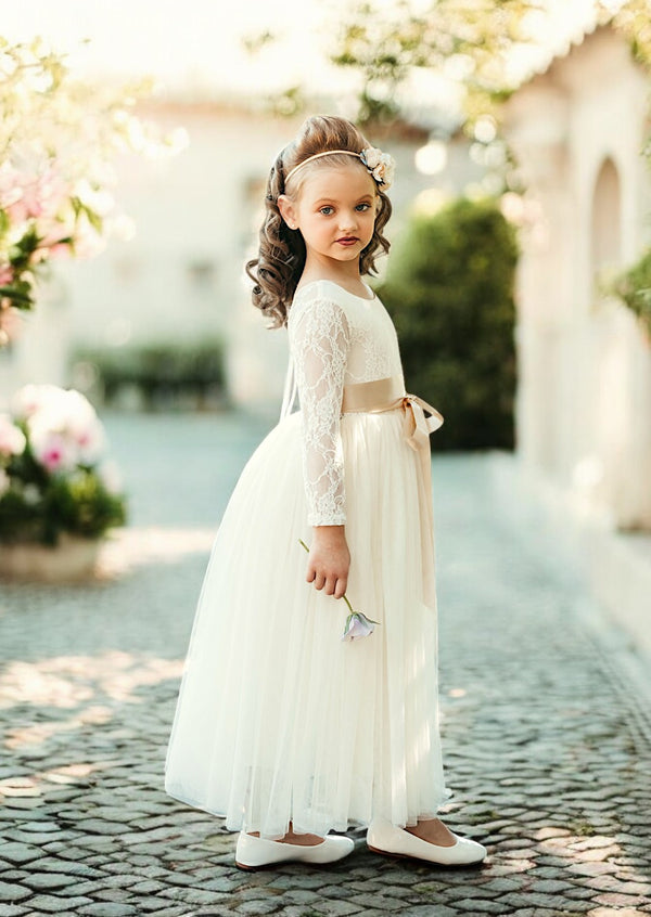 girls ivory lace dresses