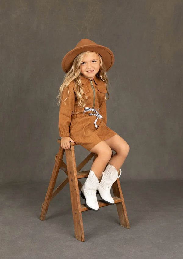 Jenna Jacket & Skirt in Brown Corduroy - 