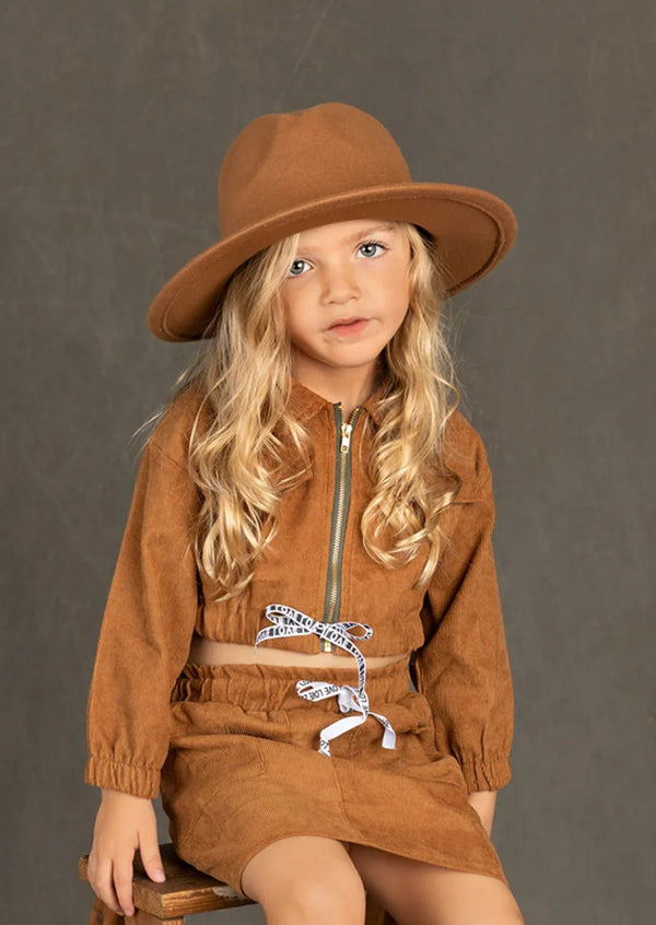Jenna Jacket & Skirt in Brown Corduroy - 