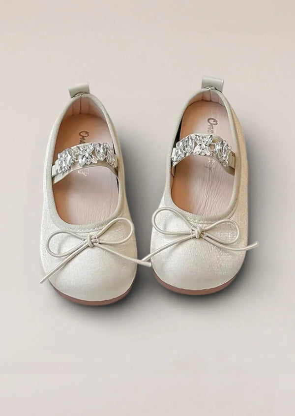 Juliette Flower Girl Ballet Flats in Pale Gold - 