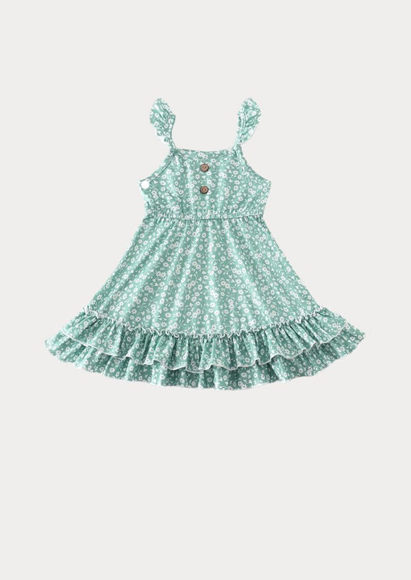 Juliette Twirl Dress Green Mini Print - 