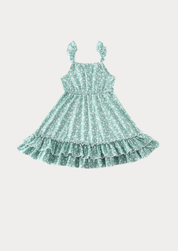 Juliette Twirl Dress Green Mini Print - 