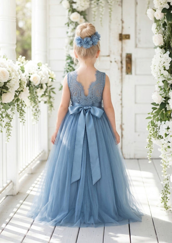 Karina Dusty Blue Flower Girl Dress - 