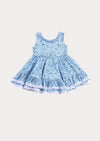 Blue Blossom Petals Twirl Dress | Girls Floral Boutique Dress
