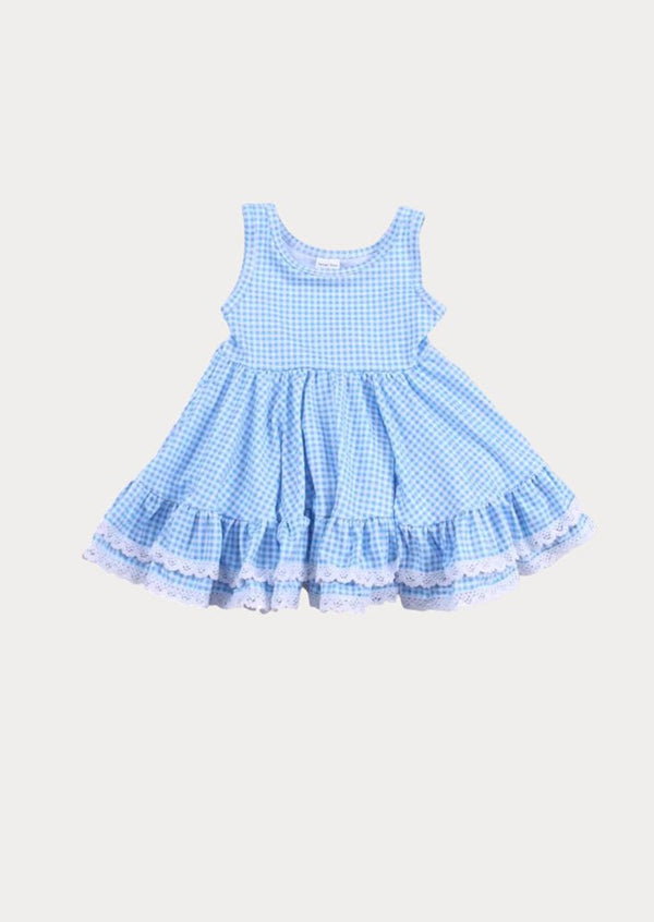 Blue Gingham Meadow Twirl Dress | Girls Boutique Dress