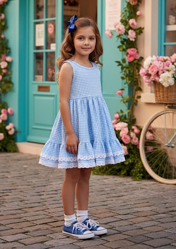 Kinsey Twirl Dress Blue Check - 