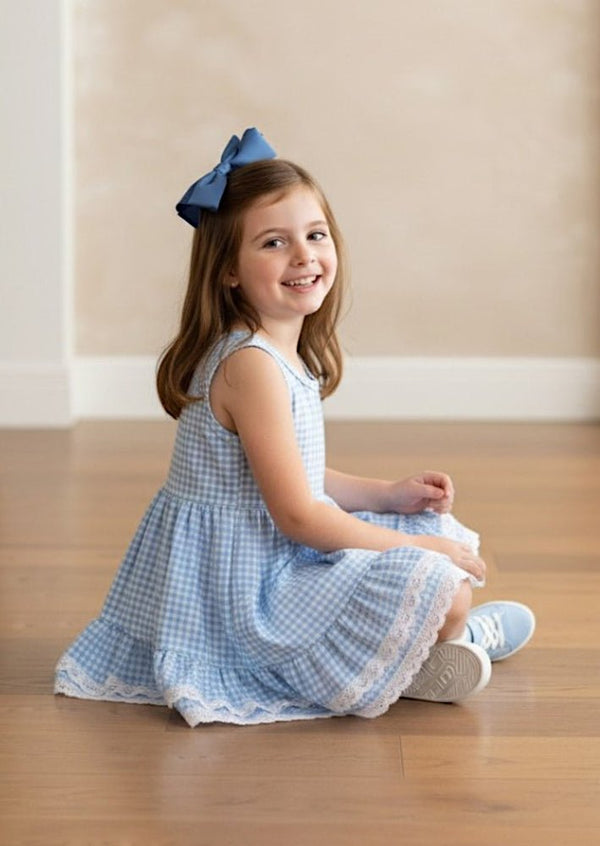 Kinsey Twirl Dress Blue Check - 