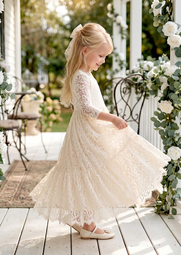 Toddler Ivory Lace Flower Girl Dresses
