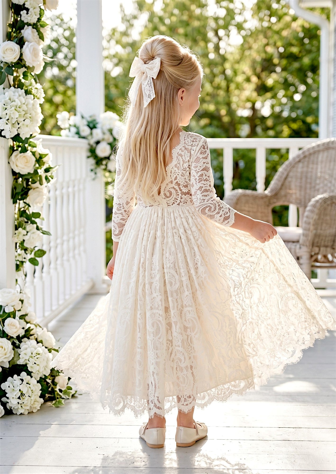 open back lace flower girl dress - Jr Bridesmaid dress