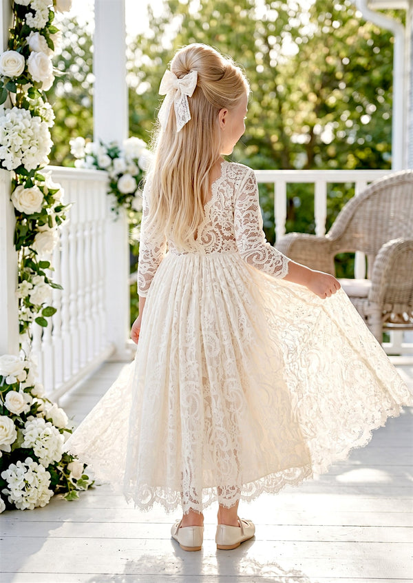 open back lace flower girl dress - Jr Bridesmaid dress