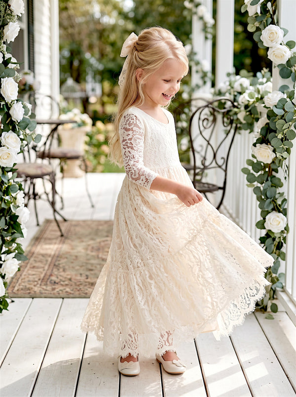 Lace flower girl dresses for toddlers and junior bridesmaids